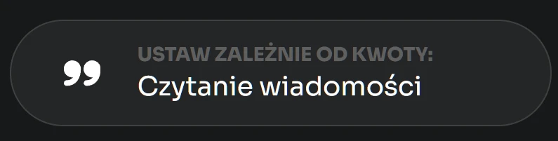 Ustawienie Czytanie wiadomości w sekcji Ustaw zależnie od kwoty w panelu Tipply