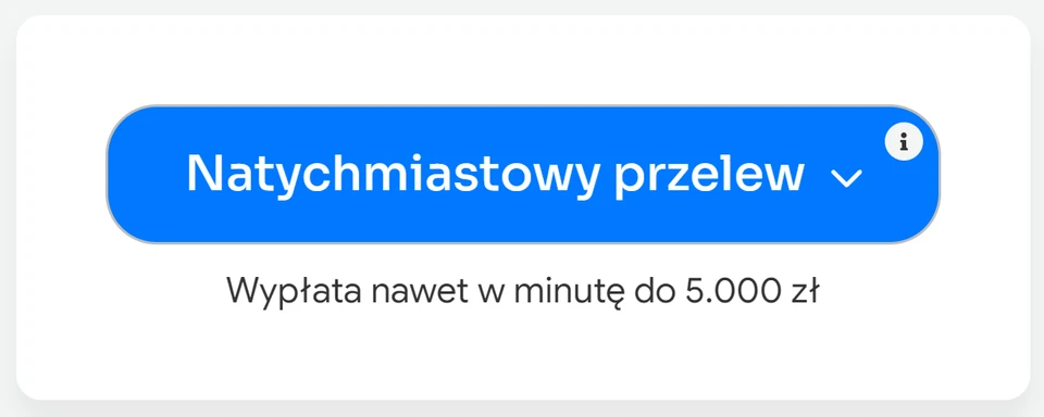 Przycisk z panelu: Natychmiastowy przelew w Tipply