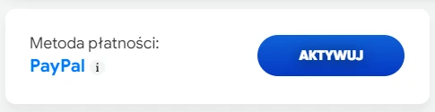 Wygląd przycisku do aktywacji meotdy PayPal w Tipply